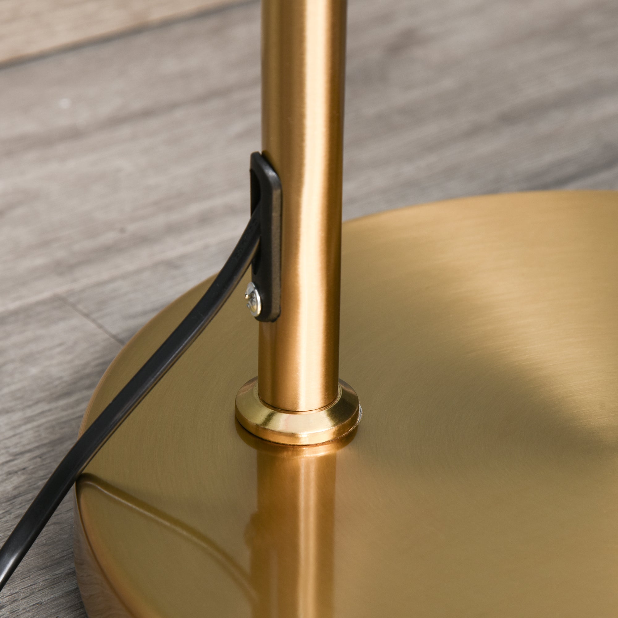 Floor Lamp with E27 Socket for Living Room, Bedroom, Office, Metal, Steel, Linen, Gold, White