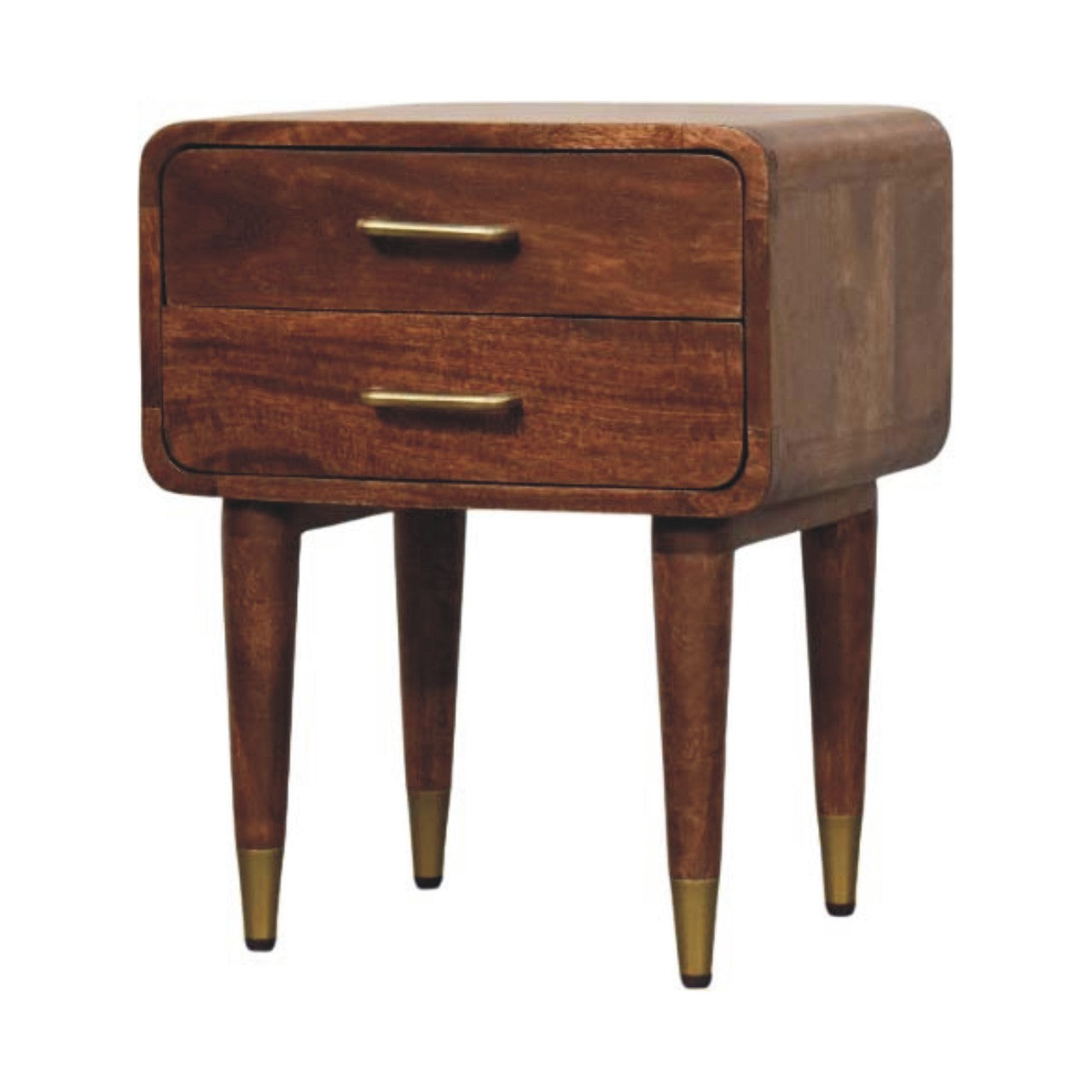 Astor 2-Drawer Nightstand, Solid Wood Brown