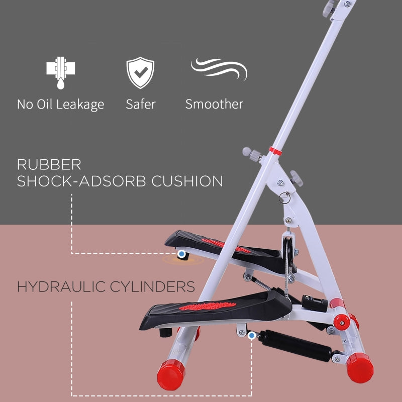 Stepper Workout Fitness Machine, Handle Hand Grip, Aerobic Exercise, Red