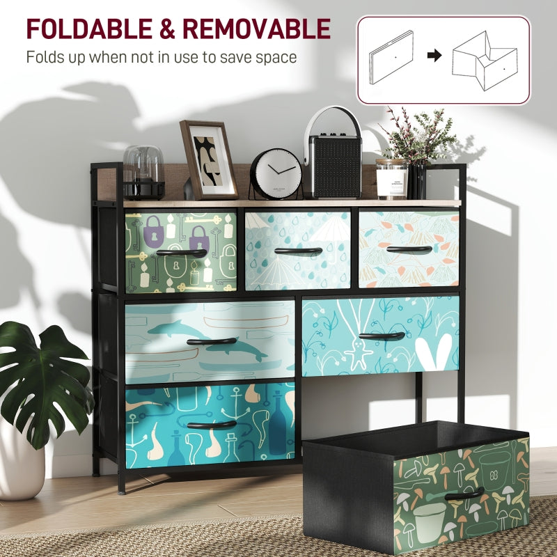 Chest of Drawers 7-Drawer Storage Unit Blue