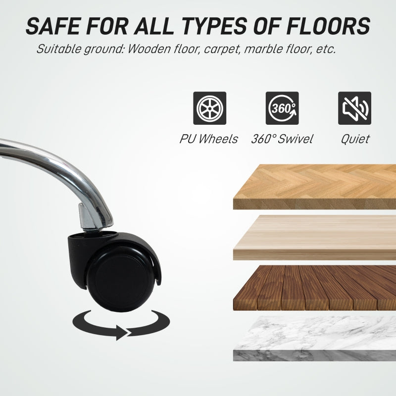 Office Chair Armless Vanity Swivel with Adjustable Height PU Leather White