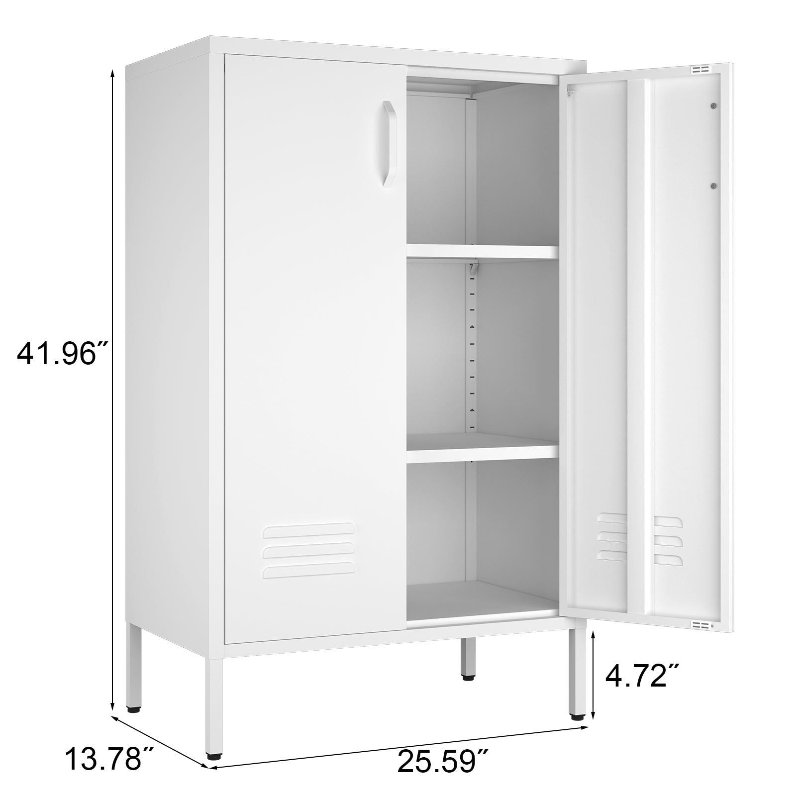 Locker Cabinet with 2 Doors and Adjustable Shelves, Pink Metal