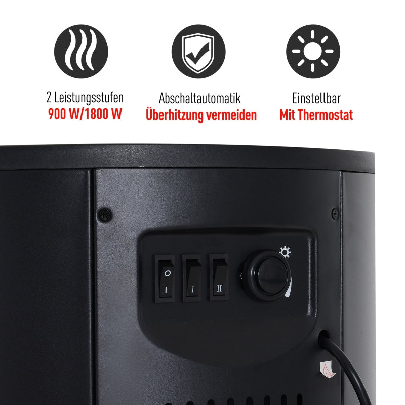 LED Electric Fireplace, Wall/Freestanding with Flame Effect, 900/2000W, Black