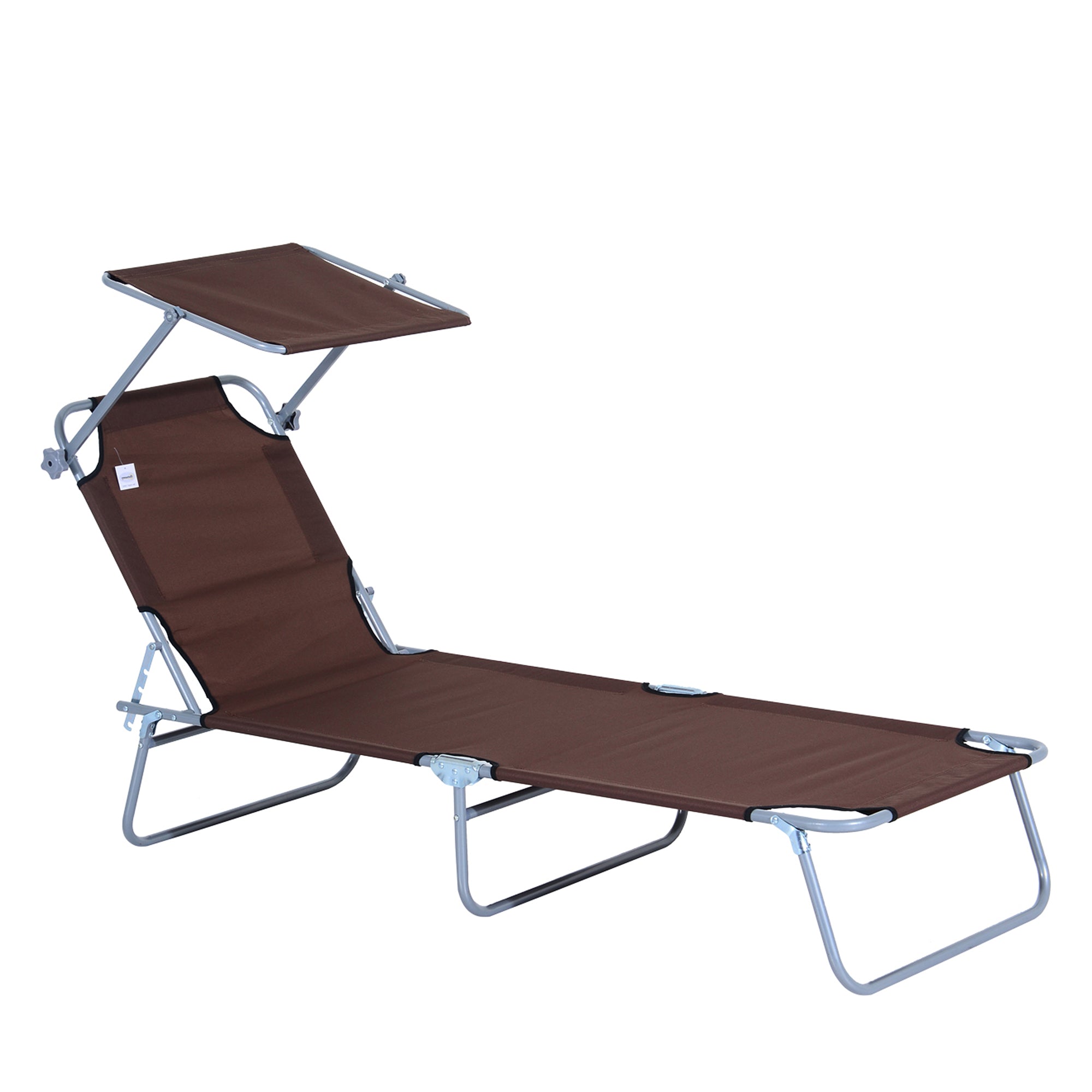 sun lounger foldable with sun protection, brown
