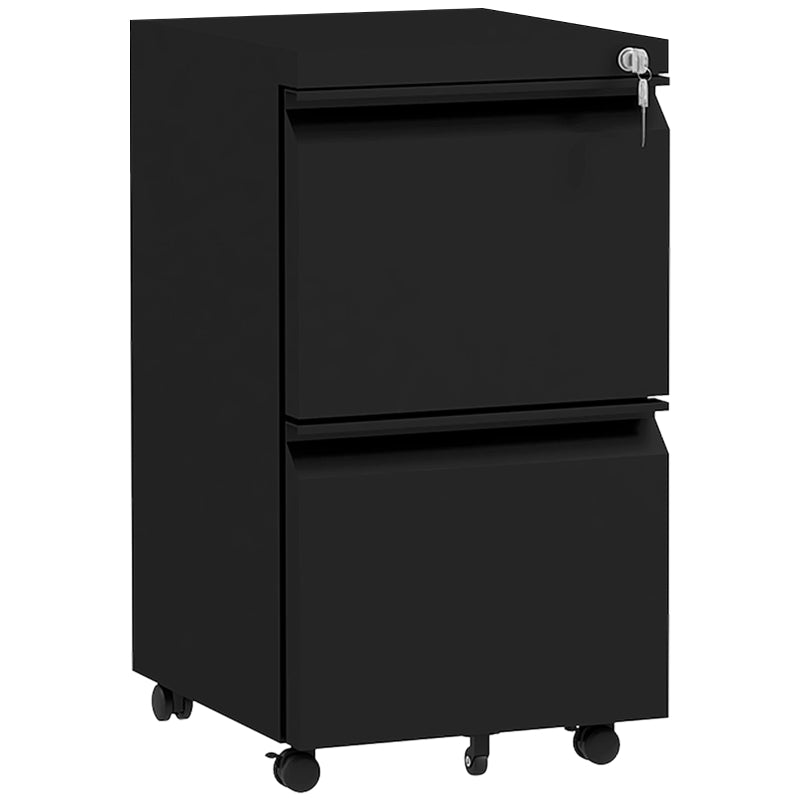 2-Drawer Mobile Filing Cabinet, Lockable for Letter/A4/Legal Size, Pre-Assembled Steel Black