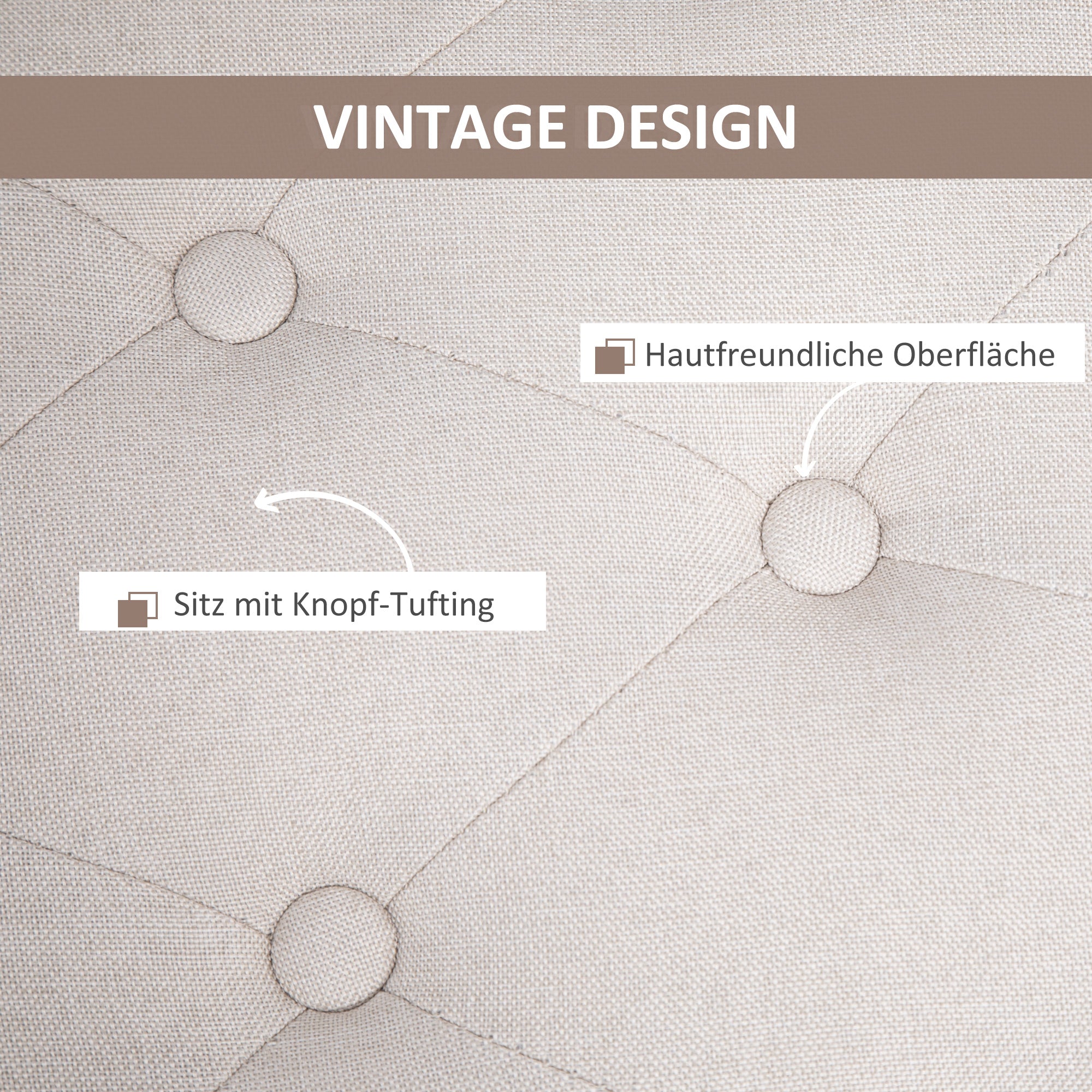 Upholstered bench with storage, chest bench, linen-like polyester cream white