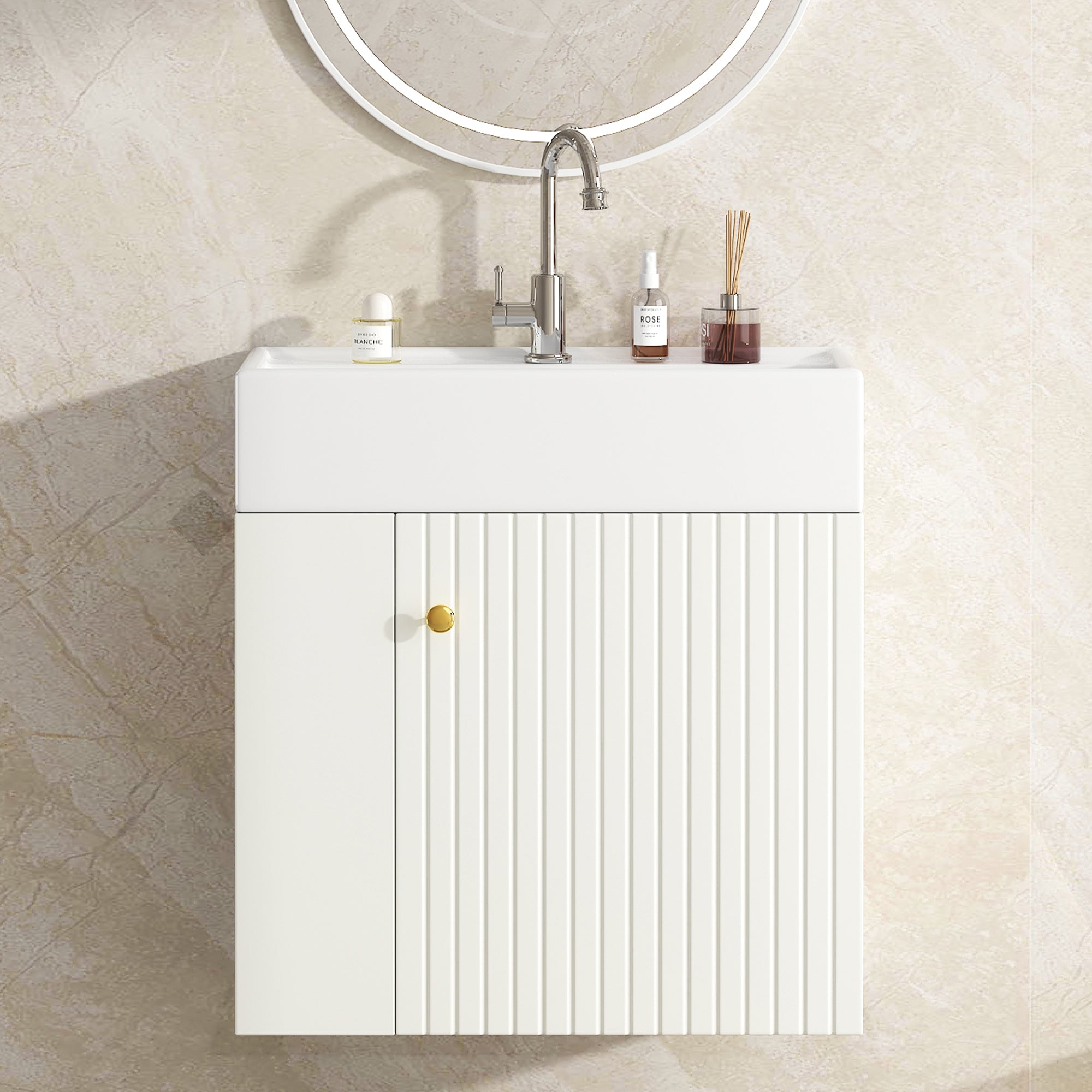 Bathroom Furniture Washbasin with Vanity Unit 55cm, Hanging White