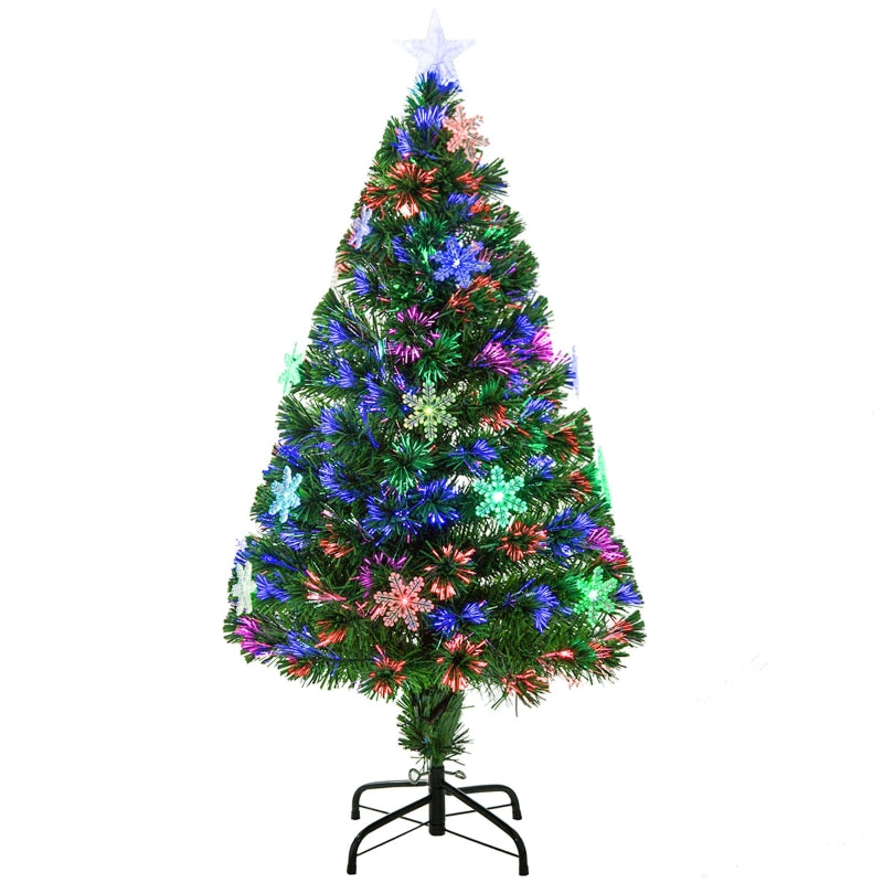 4FT Artificial Christmas Tree with Fibre Optic LED Snowflakes, Green