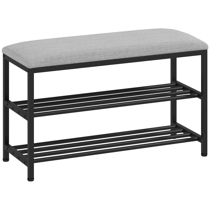 Shoe Bench with Storage, 2 Open Compartments, 81 x 31 x 50 cm Black