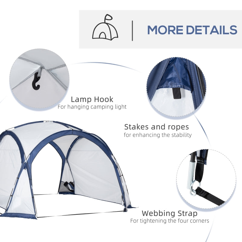 Dome Tent, 6-8 Person Camping with 4 Mesh Doors Oxford Cloth, White and Blue