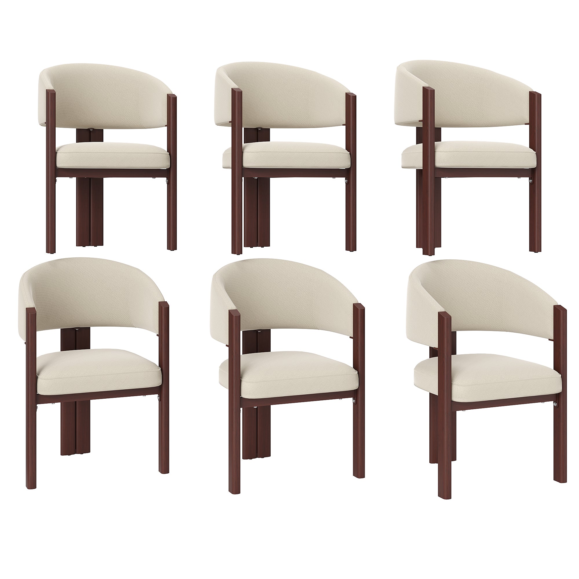 Ergonomic Dining Chair, Set of 6 with Thick Padding and Adjustable Feet, Wood Look Iron Legs