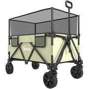 Folding Garden Trolley, 180L Wagon with Extendable Side Walls, Green