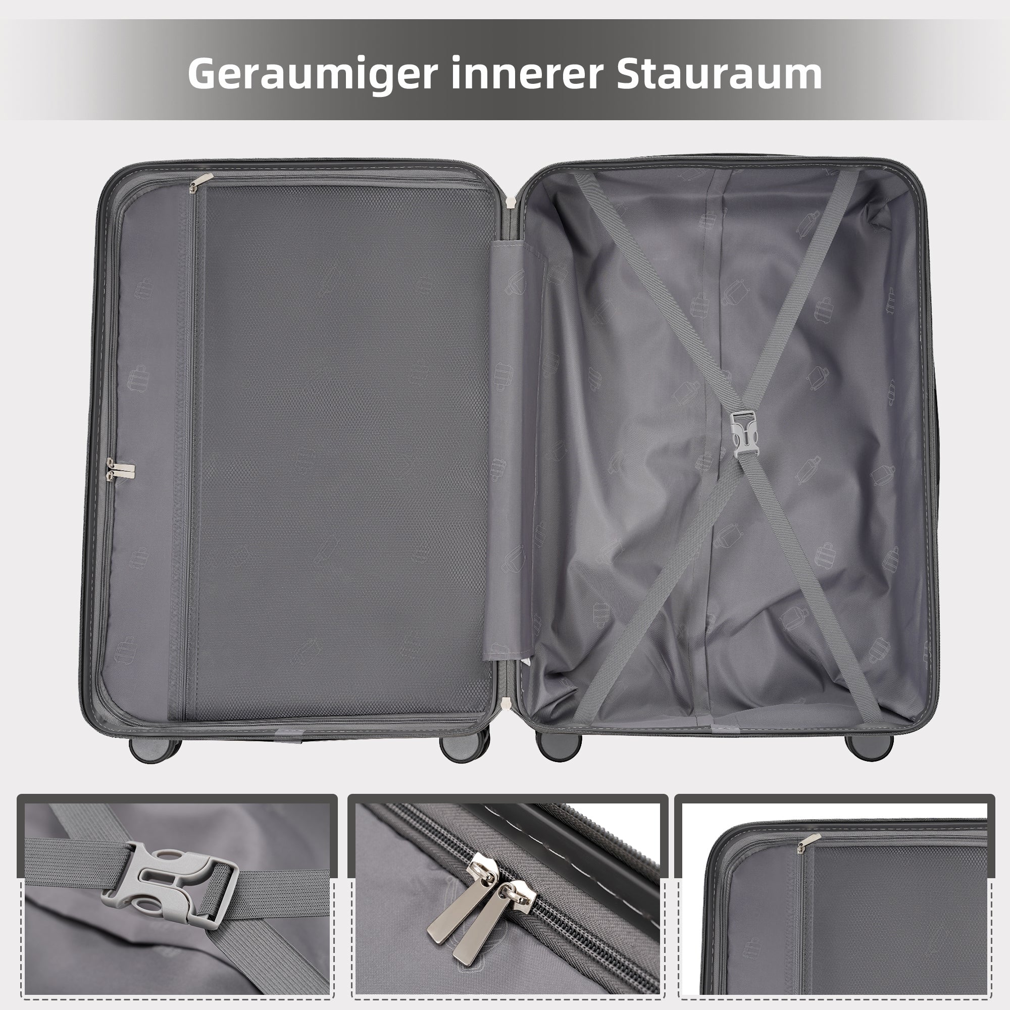 M-L-XL Suitcase Set (20"&24"&28") with Double 360° Swivel Wheels, TSA Lock, ABS+PC Material