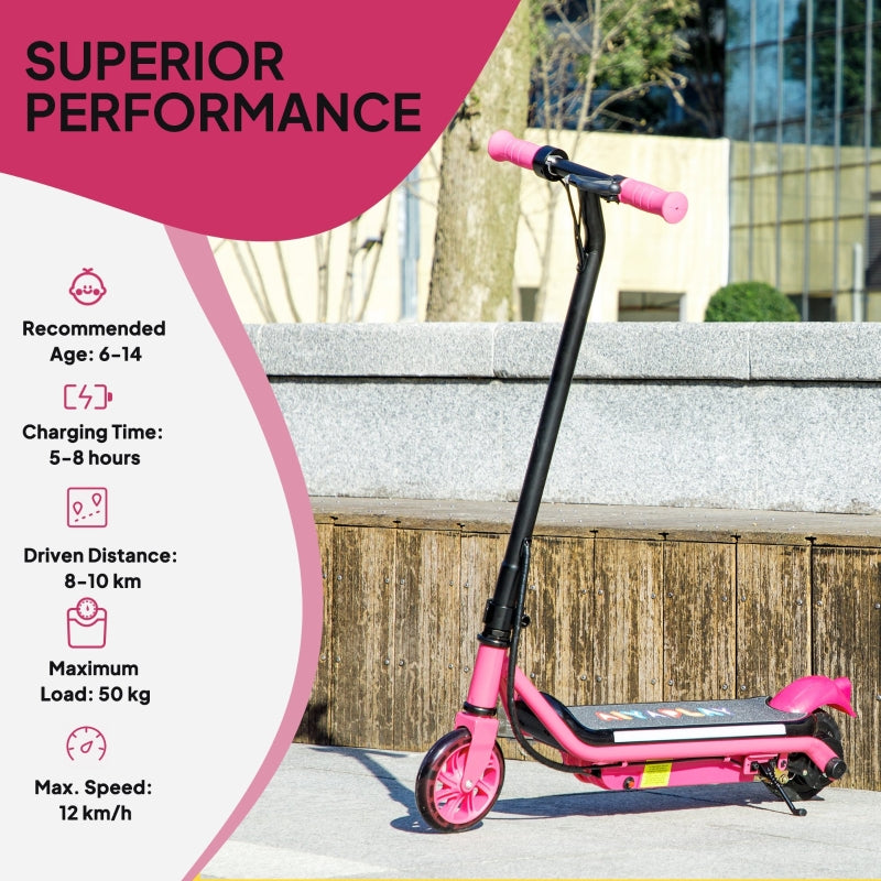 Electric Scooter for Kids (Aged 6-14 Years) with Colourful Lights, Pink