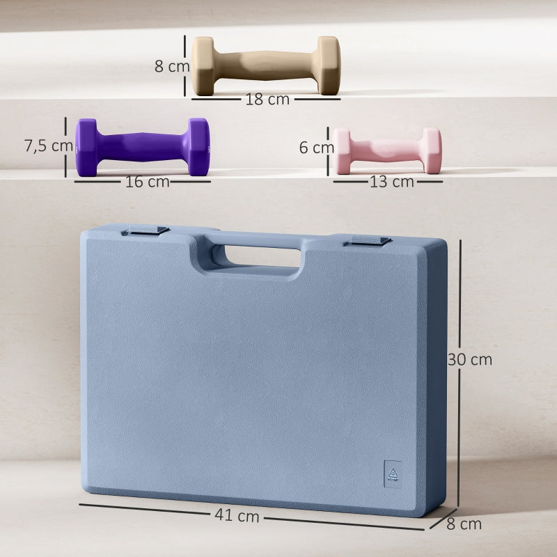 Dumbbell Set, 6 Weights 1kg 2kg 3kg, Steel