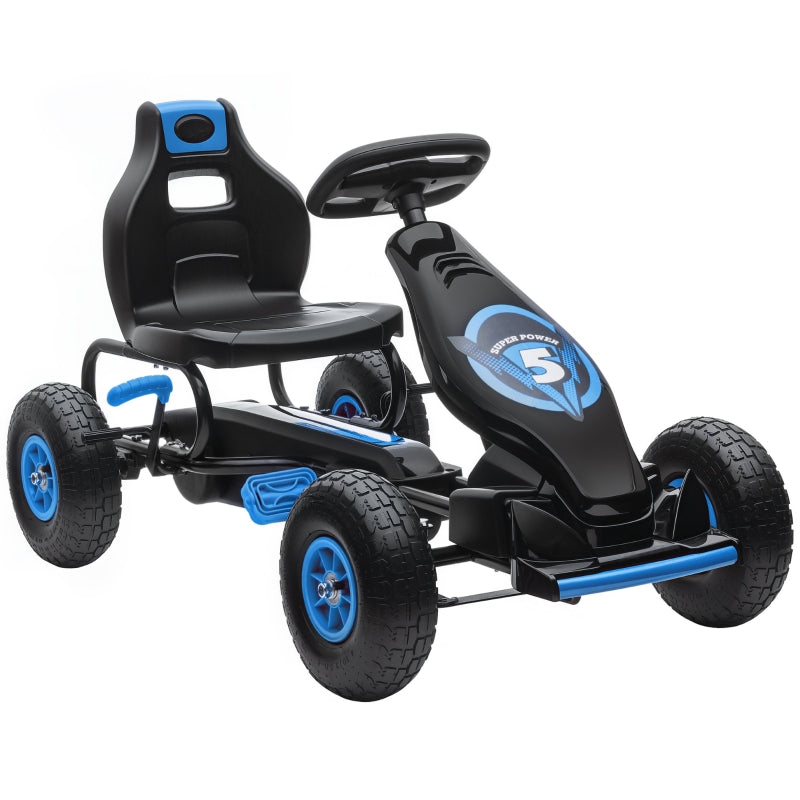 Children's Go-Kart with Pedals, Adjustable Seat, Blue and Black