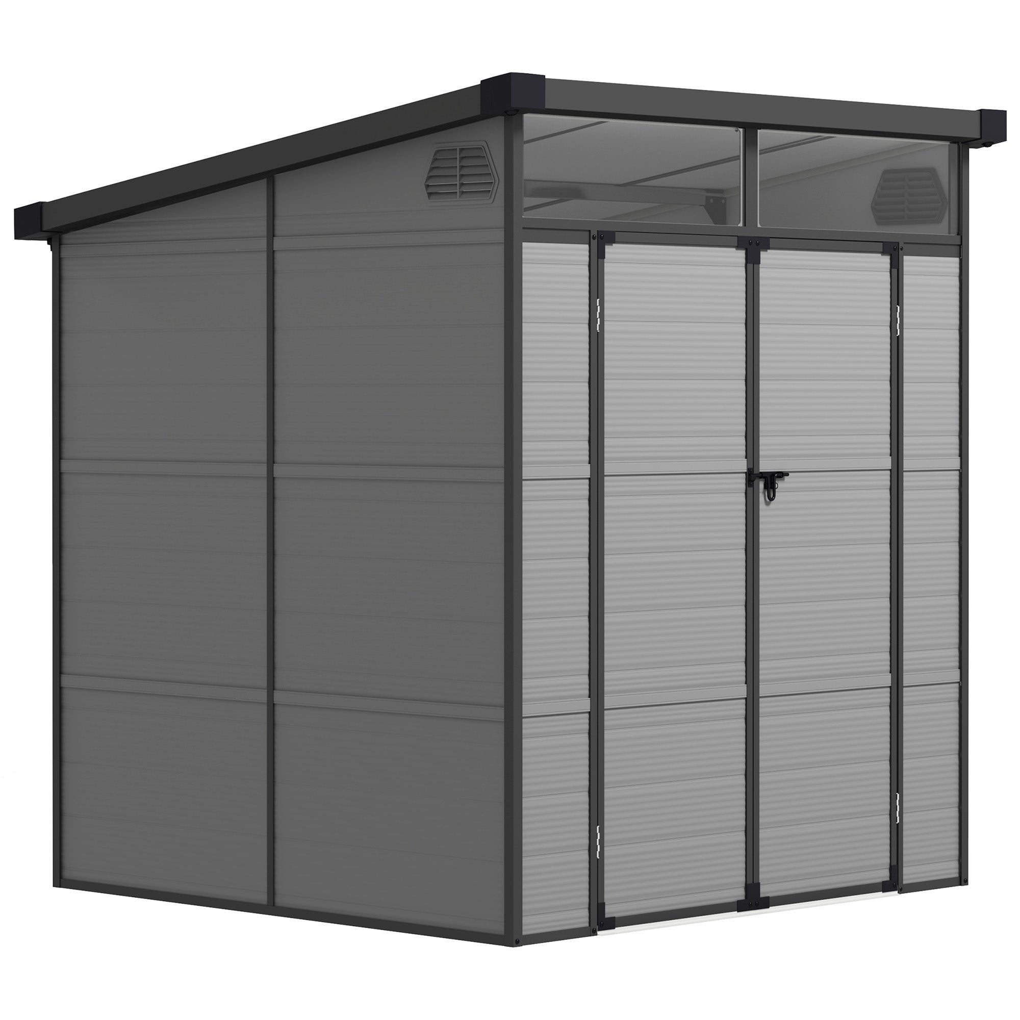 Outdoor Storage Shed, 6 x 6ft with Windows and Air Vents, Light Grey