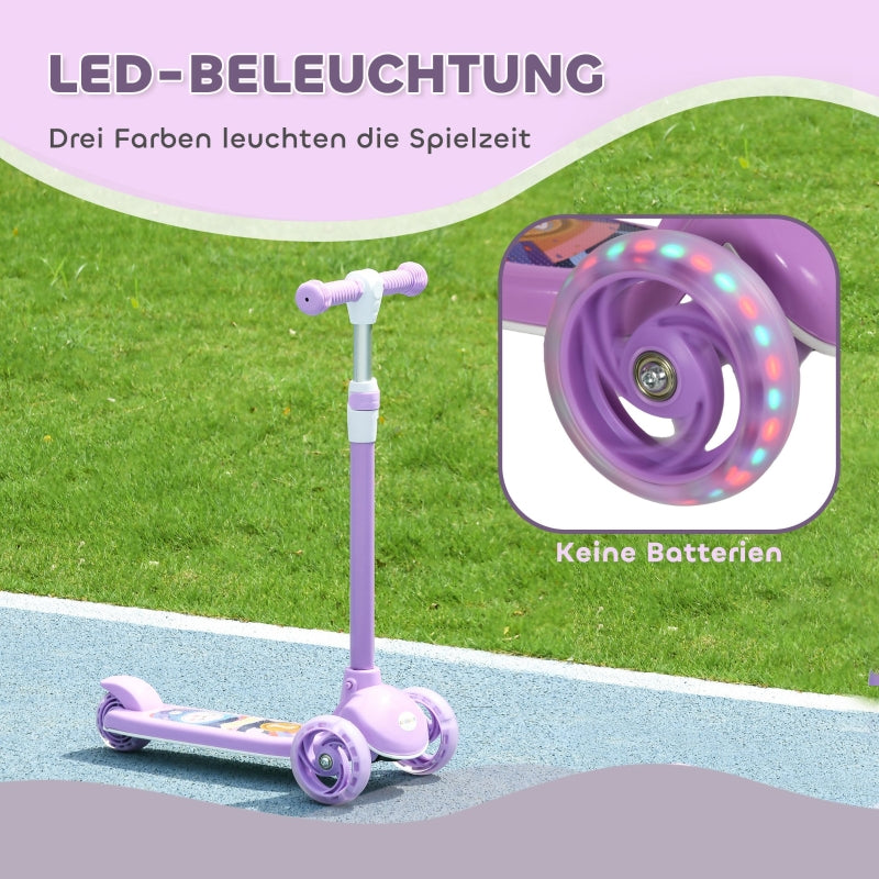 Kids' Scooter with LED Wheels and Adjustable Height, Purple
