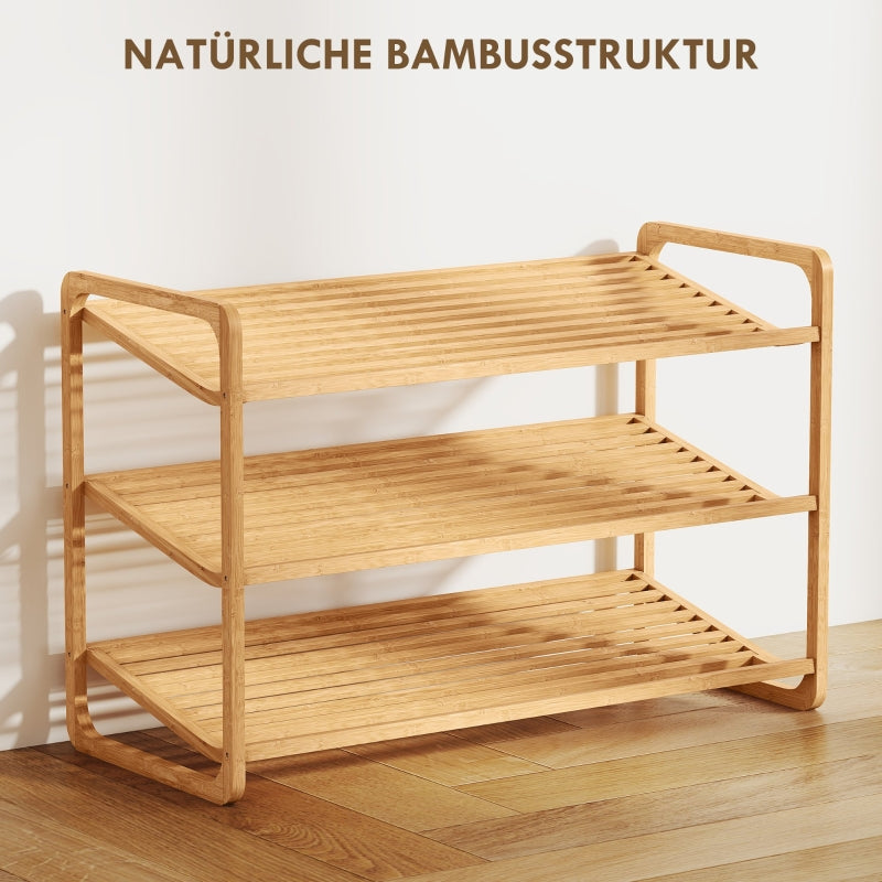 Bamboo Shelf 3-Tier Design 30 kg Load Capacity Wood