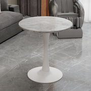 Round Coffee Table 27.6" Mid-Century Modern Marble Top - White