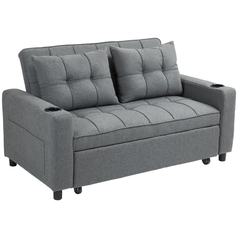 Two-Seater Pull-Out Sofa Bed - Charcoal Grey