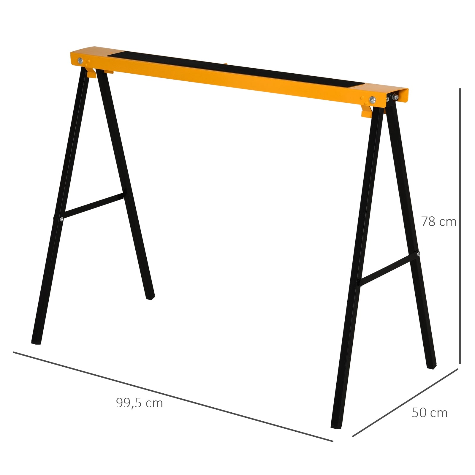 Folding Sawhorse Stand Non-Slip 125 kg Load Capacity, Orange/Black Steel
