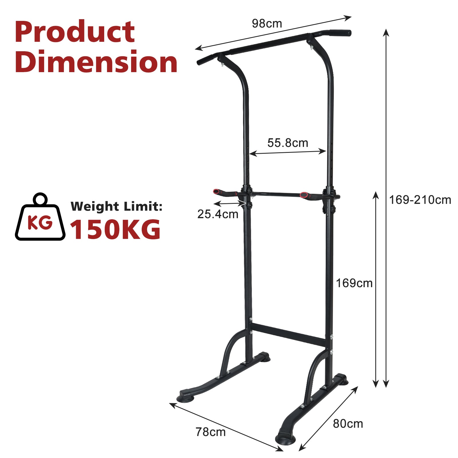Power Tower, Adjustable Height Multi-Function Dip Stand for Home Gym Strength Training