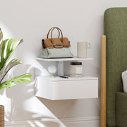 Hanging Nightstand, Drawer, Open Compartment, White