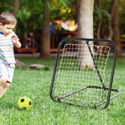 Football Rebounder Foldable Kickback Goal 5 Levels, Metal Black