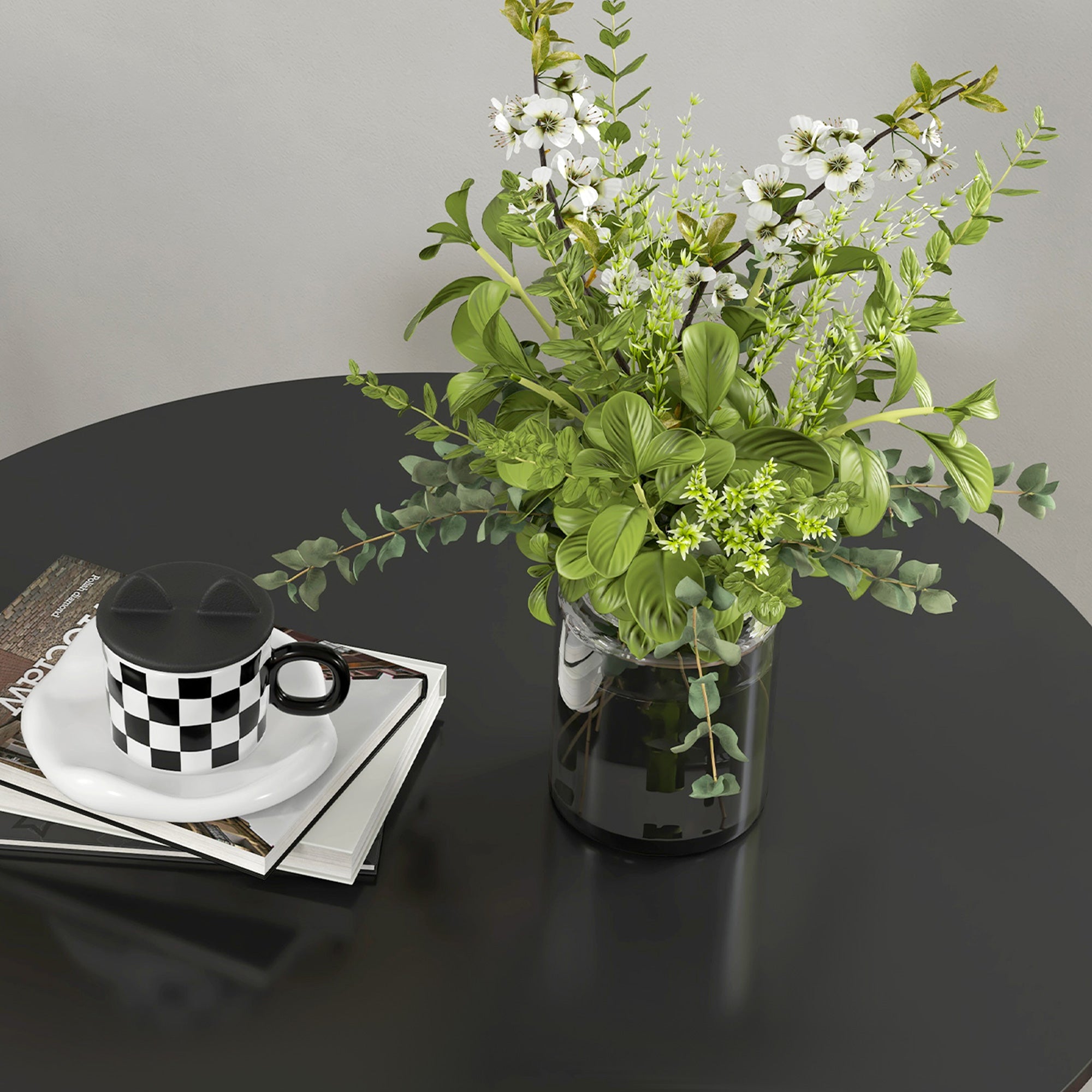 Dining Table, Round Coffee/Bar Table Spider-Steel Frame Ø78 cm, Black