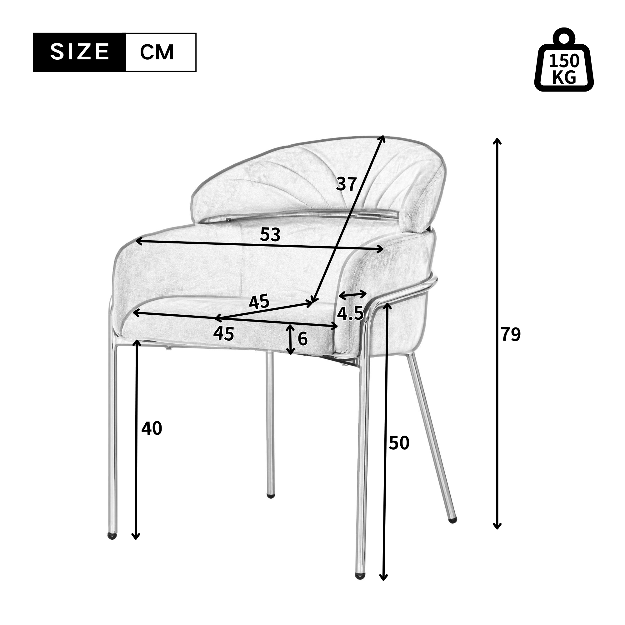 Light Luxury Dining Chair with Metal Legs, Velvet, Beige