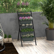 5-Tier Vertical Raised Garden Planter with 5 Container Boxes, Outdoor Plant Stand, Grey