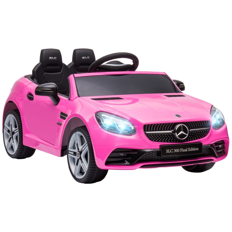 Benz SLC 300 12V Kids Electric Ride On with Music, Remote, LED Headlights, Pink
