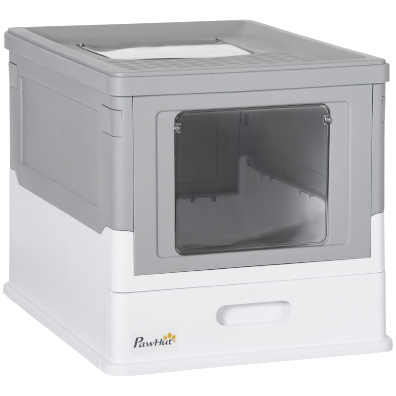 Hooded Cat Litter Box, Portable, Front Entry, Grey