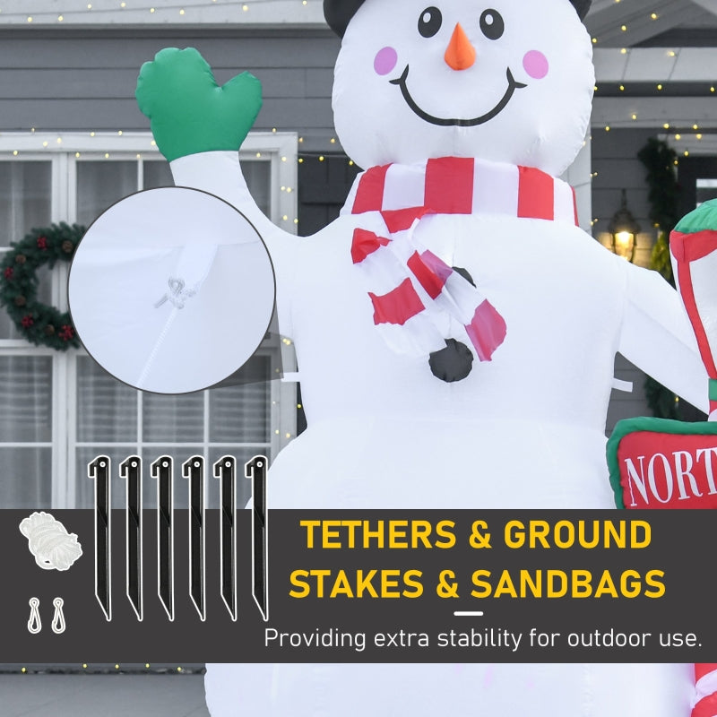 8ft Tall Christmas Inflatable Snowman with Street Lamp, Lighted Outdoor Decoration