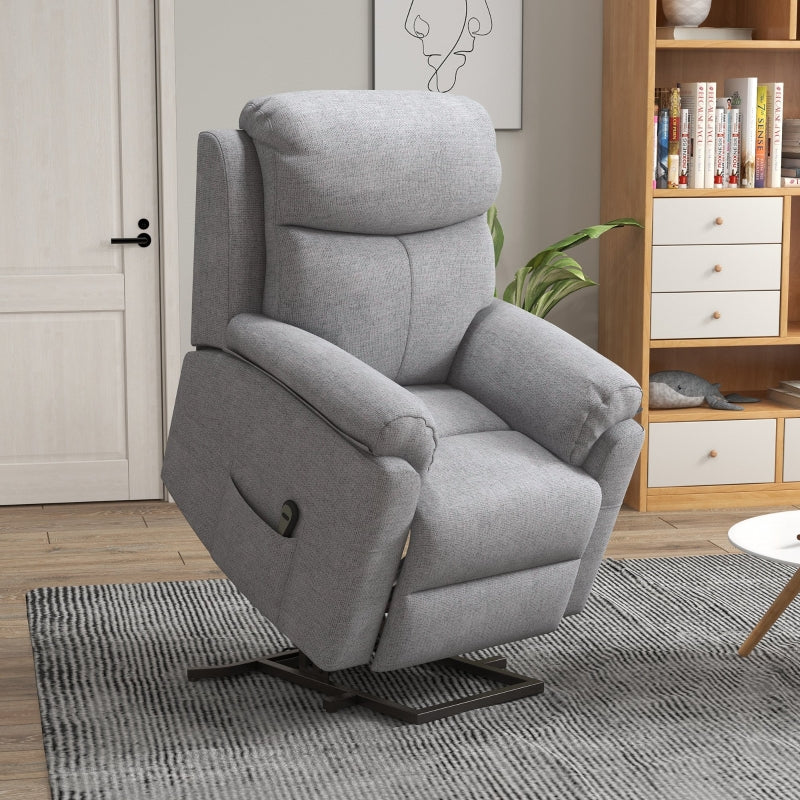 Power Lift Recliner Chair, Electric Lift with Remote Control, Linen Fabric, Grey