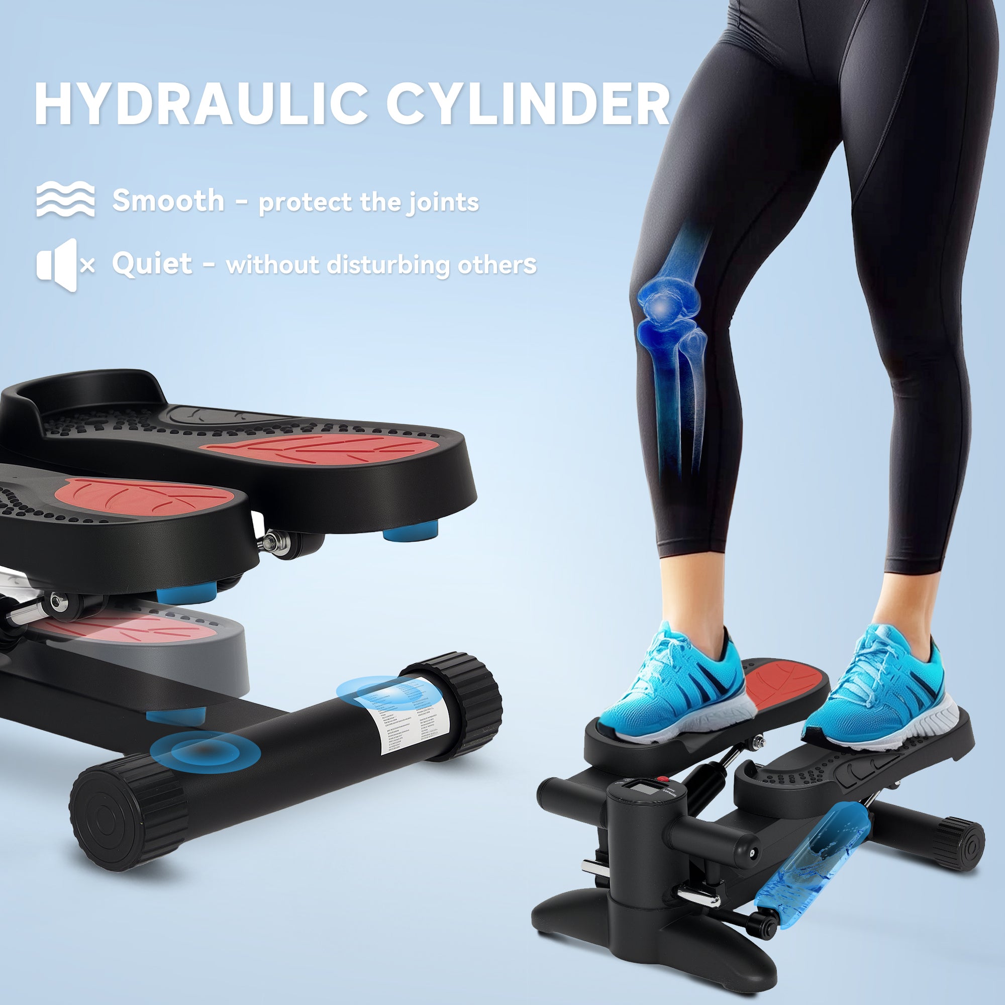 Mini Stepper Home Trainer LCD Display 100kg Capacity, Black