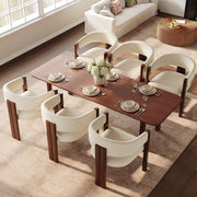 Ergonomic Dining Chair, Set of 6 with Thick Padding and Adjustable Feet, Wood Look Iron Legs
