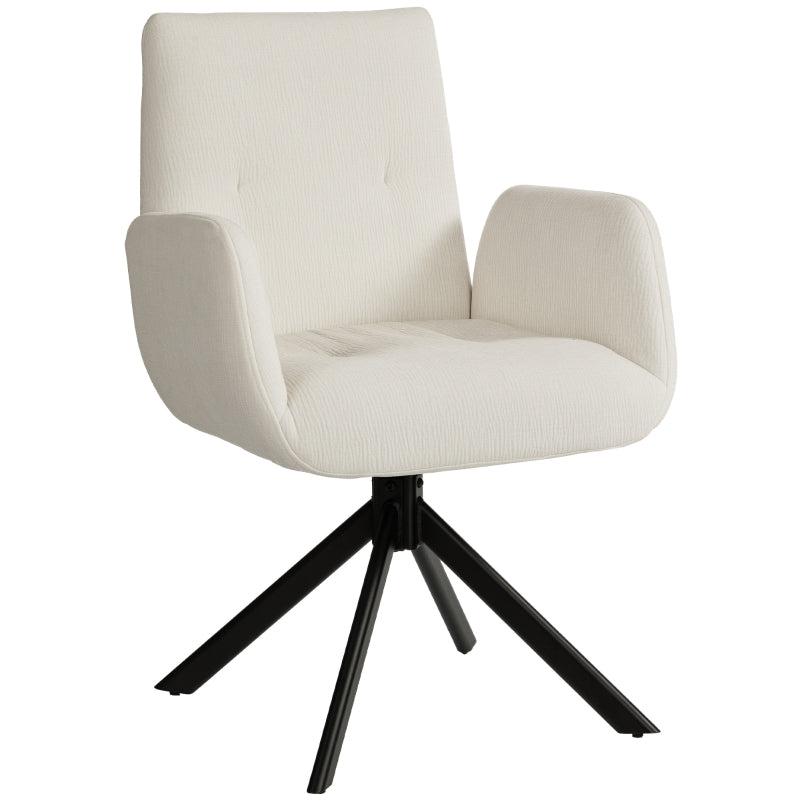 Upholstered Armchair, Accent Chair Modern Design Swivel 120 kg, Cream White