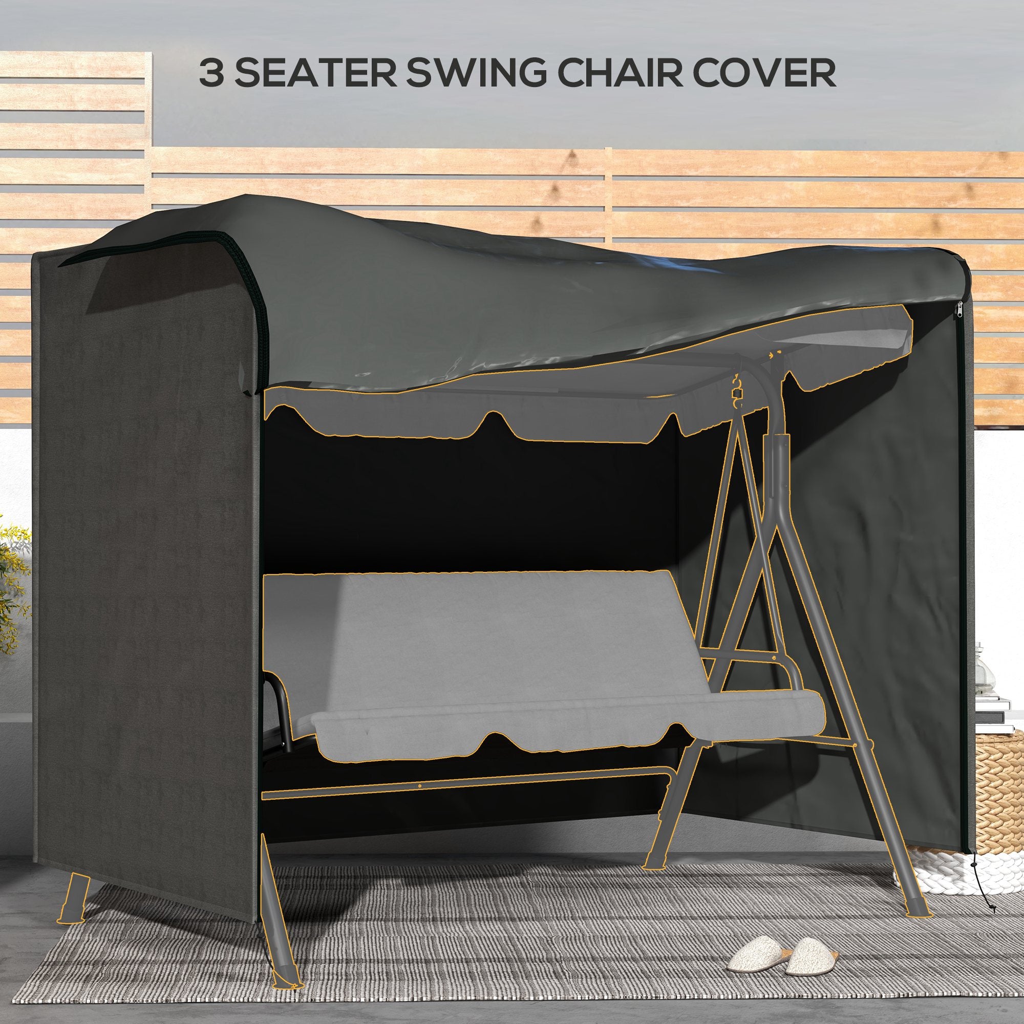 Three-Seater Swing Chair Protective Cover 205 x 124cm, Dark Grey