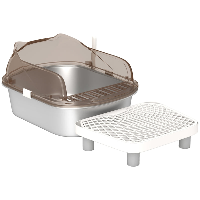 Stainless Steel Litter Box, High Wall Sided Enclosure, Anti-Leakage, Easy Cleaning