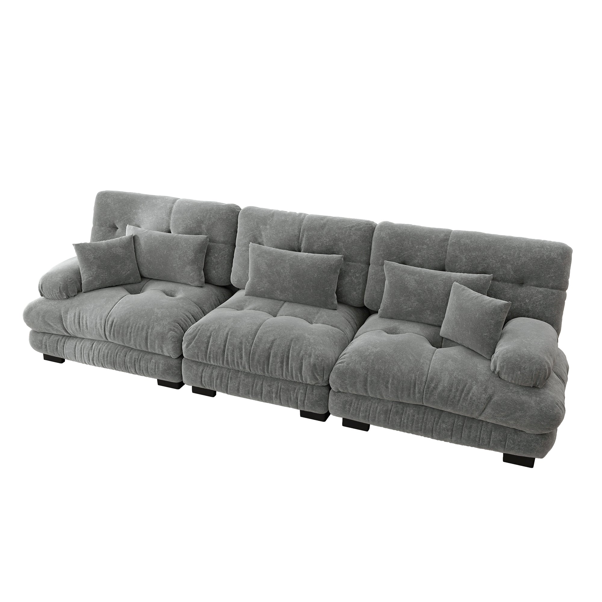 3-Seater Modular Corner Sofa, Deep Seat Sofa Bed, Chenille Grey