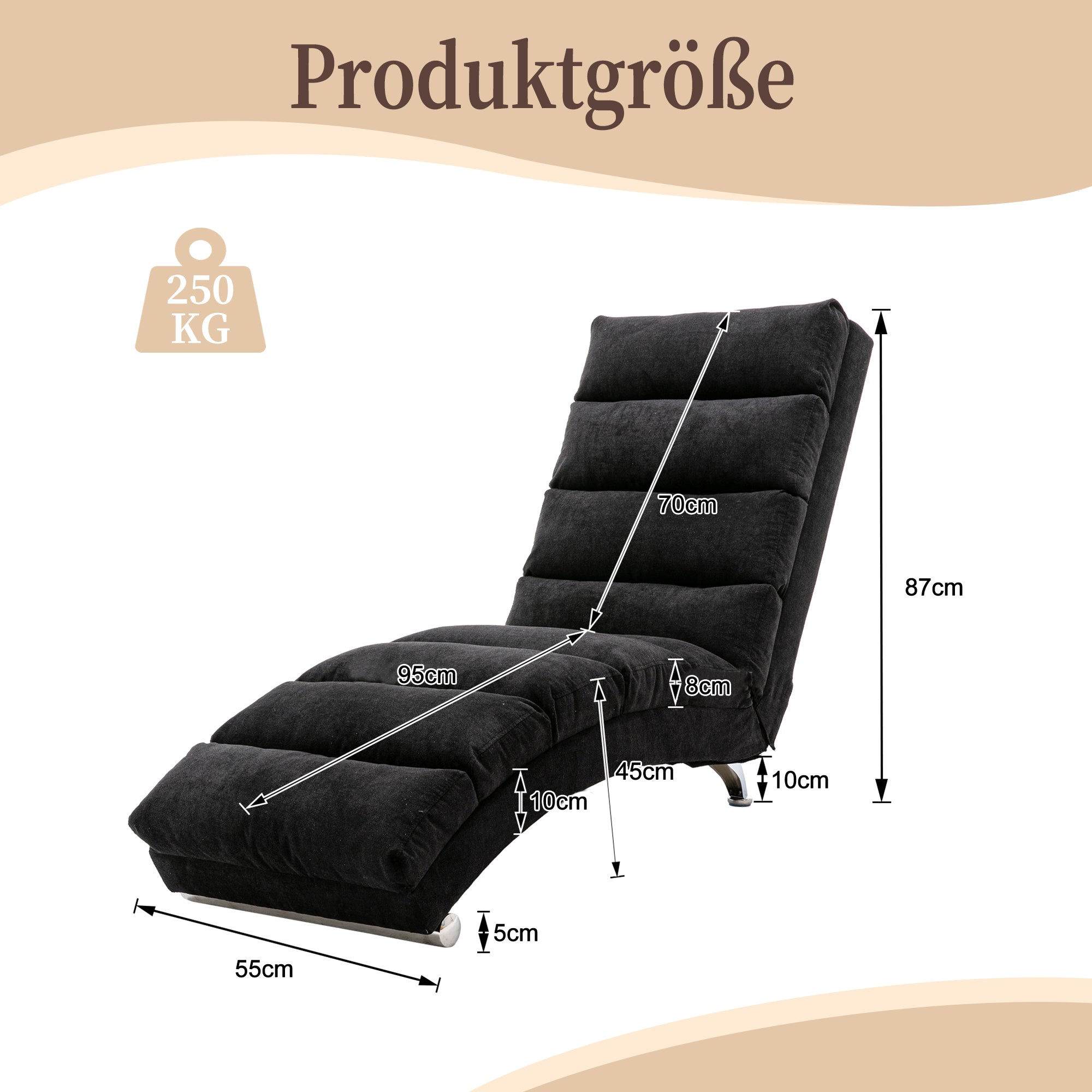 Relaxation Lounger Fixed Reclining Sofa Full Body Support Vibration Side Pockets