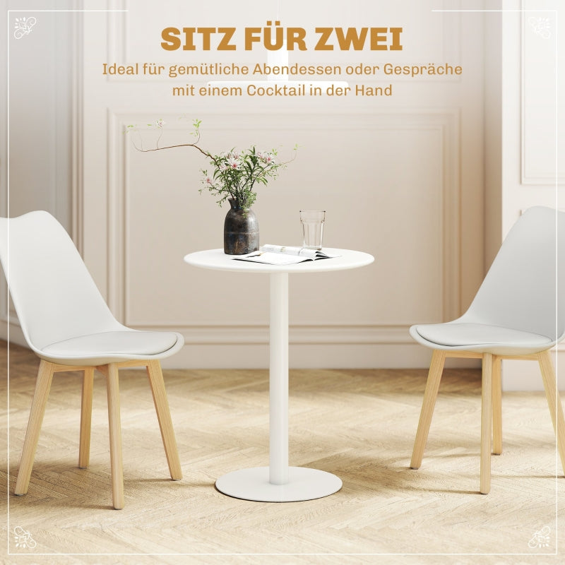 Dining Table Round for 2 People Modern Steel White