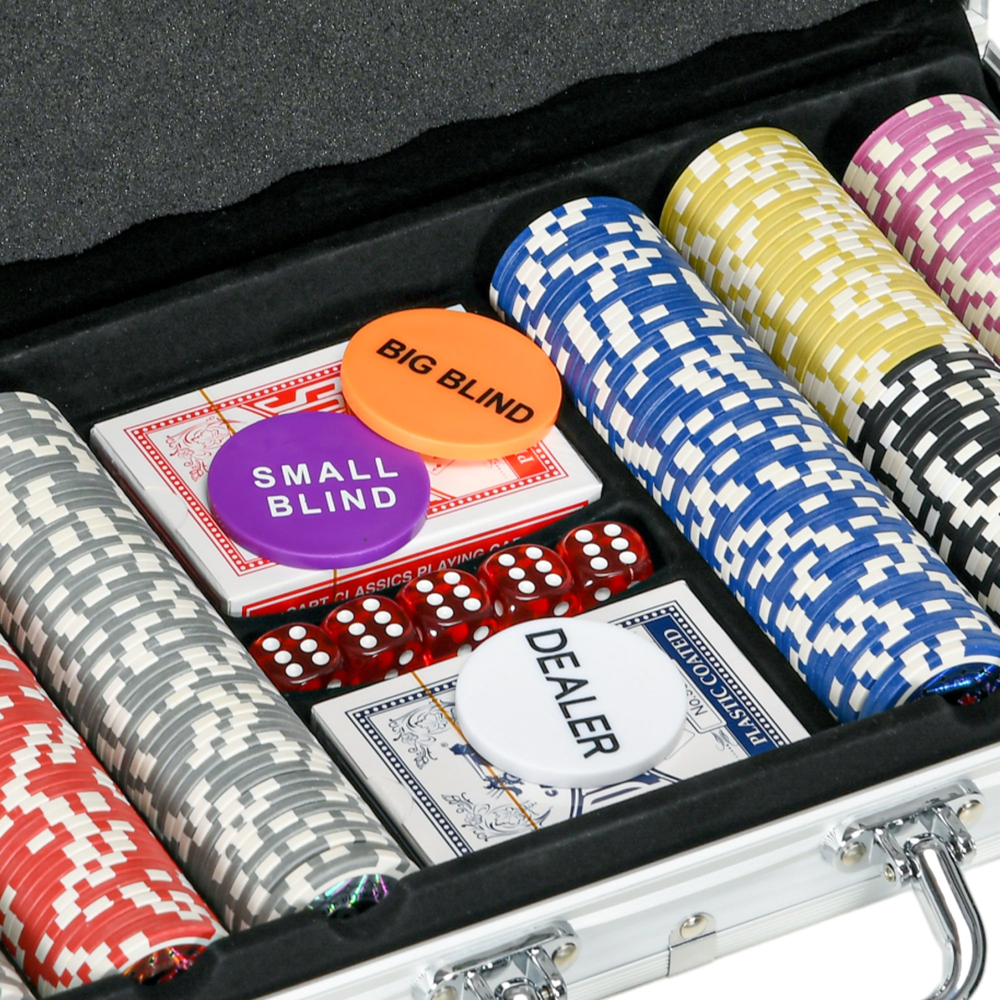 Poker Case Set 300 Chips 11.5g with Lock, Silver
