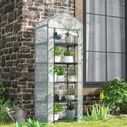 Greenhouse with Roll-Up Door and Shelves, Winter-Proof Steel Film, White