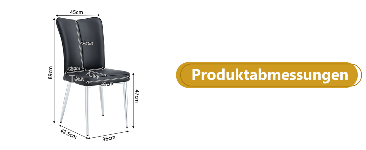 2 Modern Dining Chairs, 89cm High, Black PU