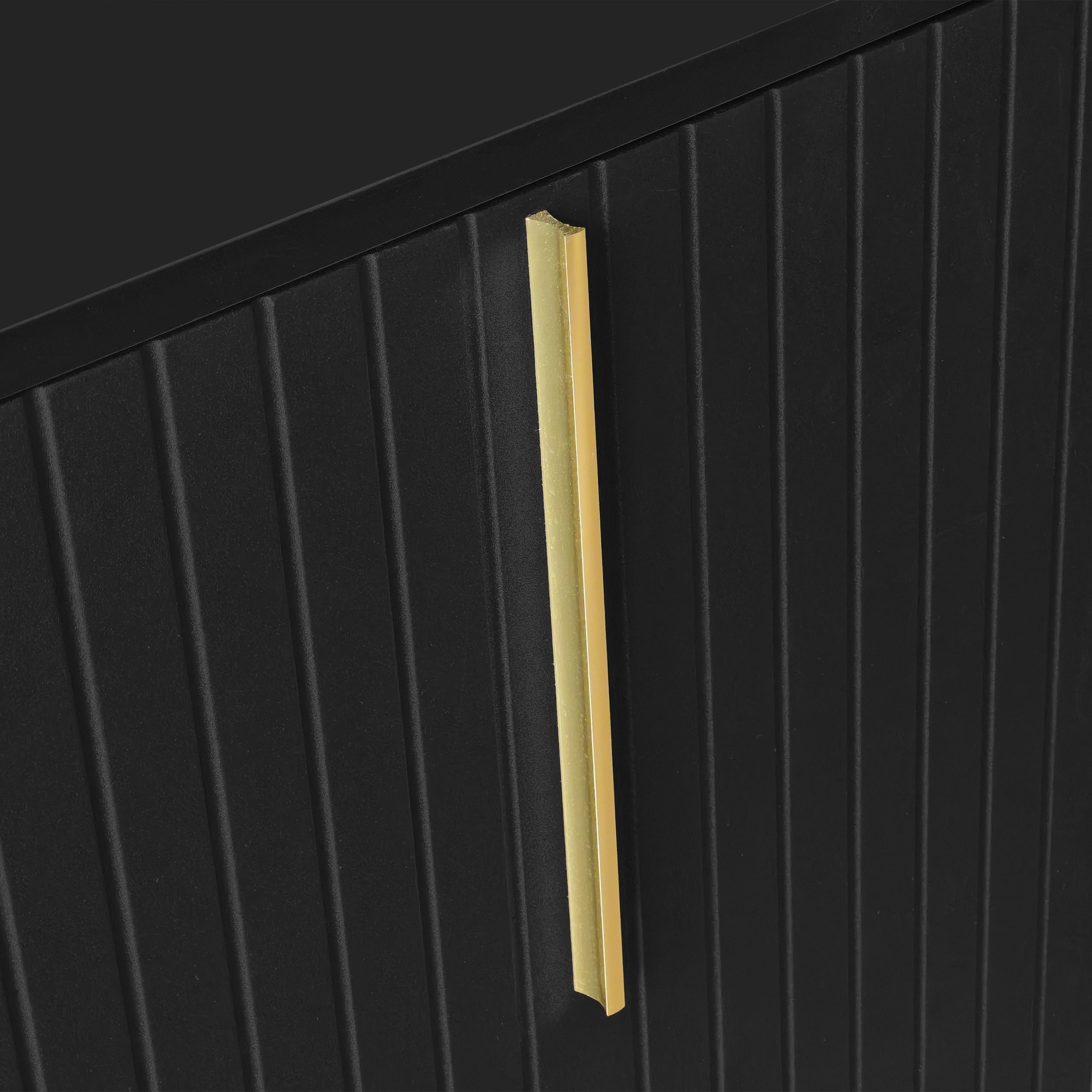 Sideboard, 3-Door with Adjustable Shelves & Metal Handles, Black