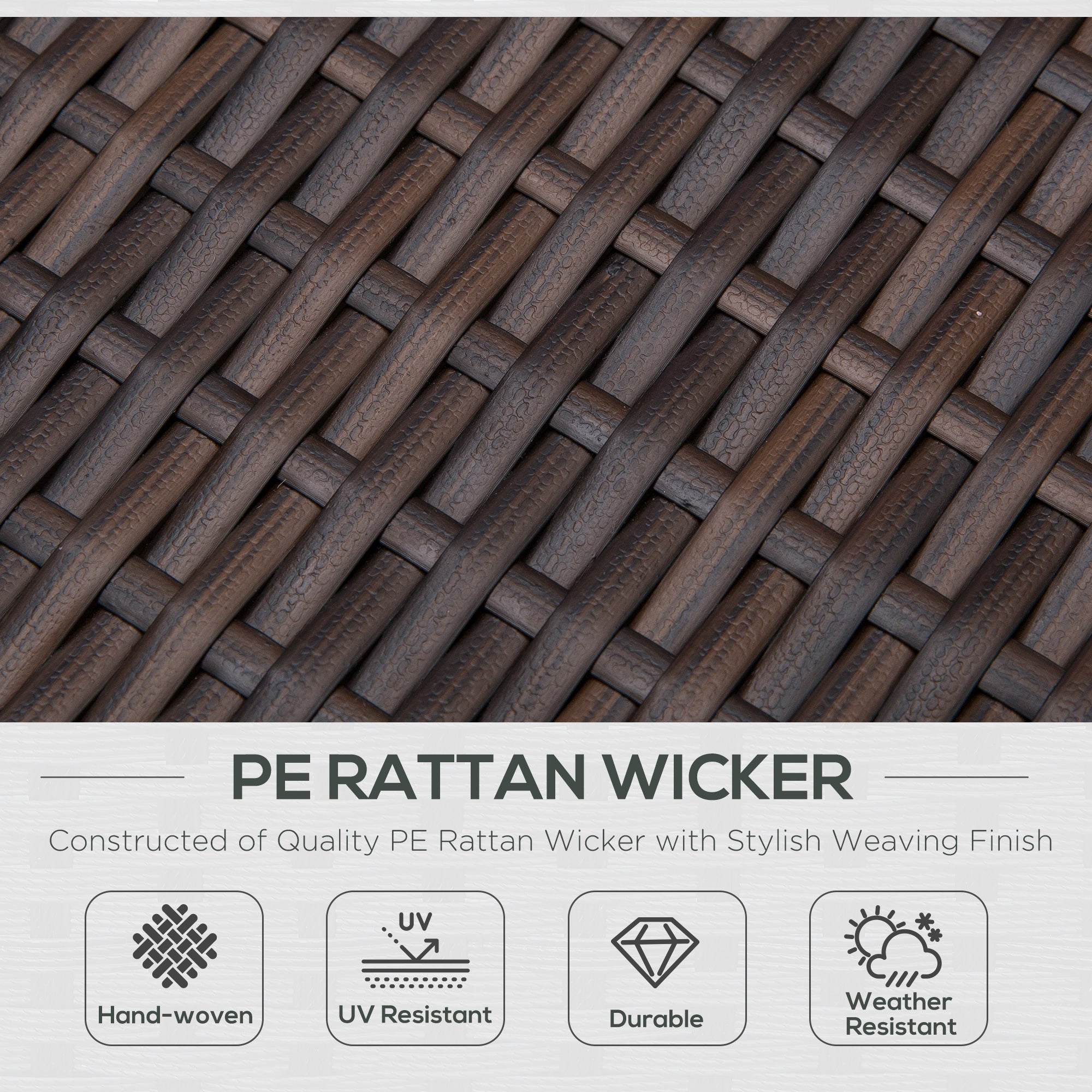 2-Seater Sofa Lounger Set, Rattan, Brown