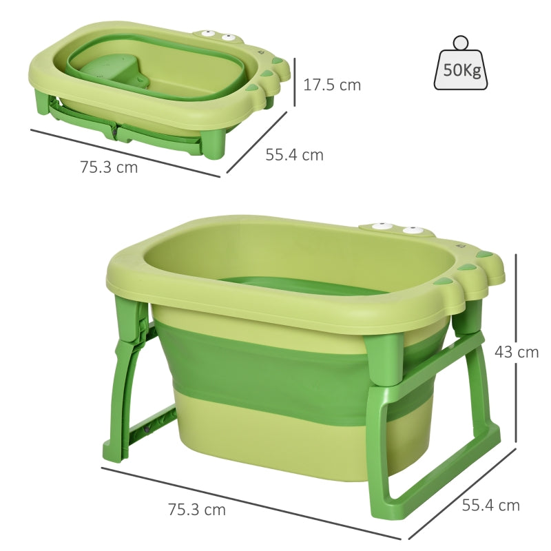 Foldable Baby Bathtub with Stool Green TPU